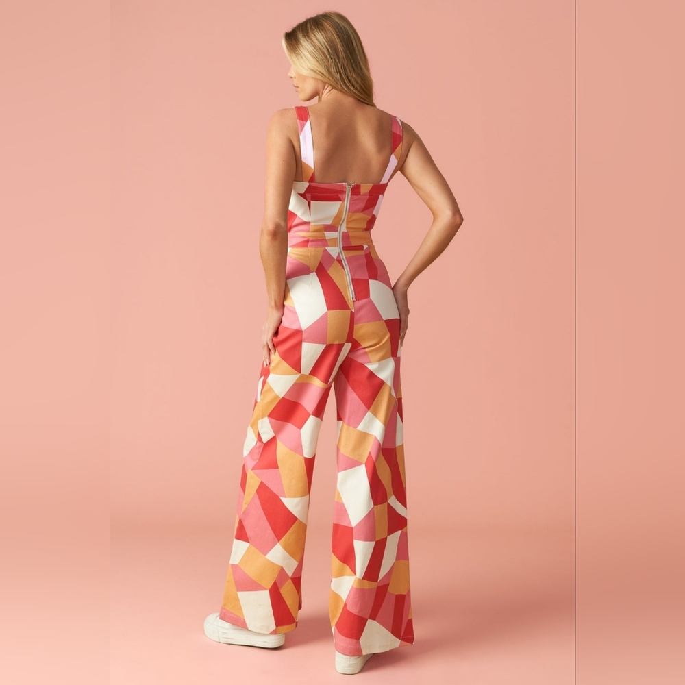 Flying Tomato Stating The Obvious Twill Pink Orange Wide Leg Jumpsuit Size Small - Picture 4 of 14